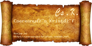 Cseresnyés Kristóf névjegykártya